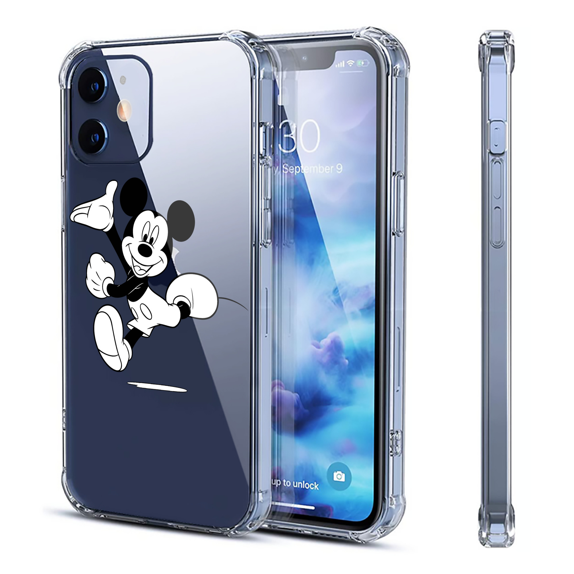 （画像用） ミッキーマウス Mickey Mouse 【iPhone 12シリーズ対応】透明スマホケース（クリアソフトケース）